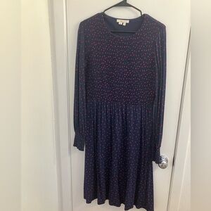 Boden smocked jersey dress with long sleeves